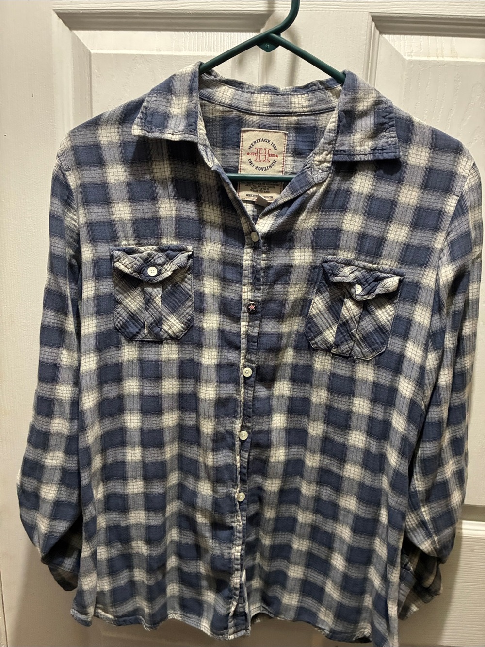 Heritage Blue and White Plaid Button-Down Shirt